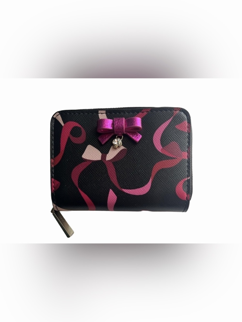 Kate Spade Black and Pink Leather Wrapping Party Wallet